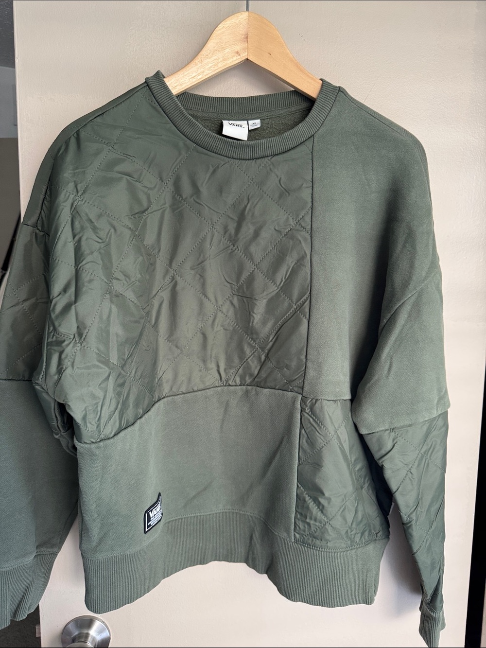 Vans Olive Green Quilted Panel Crew Sweatshirt